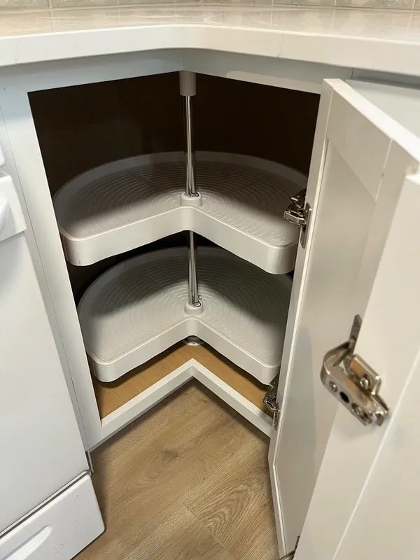 Corner cabinet lazy susan installation